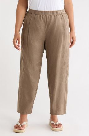 Eileen Fisher Pleated Organic Linen Ankle Lantern Pants in Walnut at Nordstrom, Size 1 X