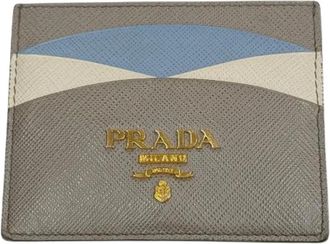 Prada Pre-owned Wallets, female, Gray, Size: ONE SIZE Pre-owned 1Mc025 Saffiano Leather Card Case