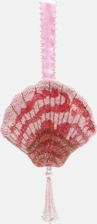 Clio Peppiatt Borsa Seashell in raso con perline