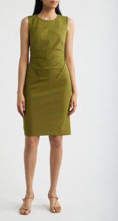 Anne Klein Radiant Pleat Scuba Crepe Sheath Dress in Ivy at Nordstrom, Size 16