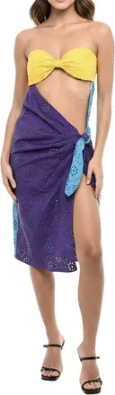 Dsquared2 Multicolor Color Block Strapless Midi Dress
