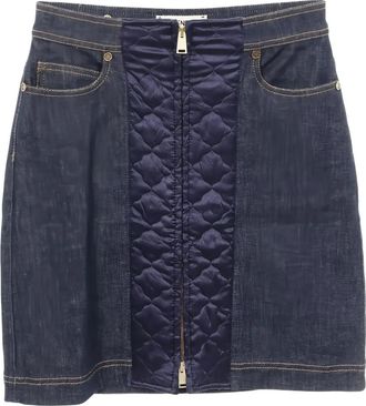 Fendi quilted-detail denim skirt - Blue