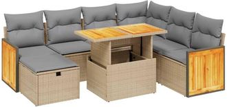 vidaXL Vidaxl - Juego De Sof&aacute;s De Jard&iacute;n Con Cojines Beige 8 Pzas Rat&aacute;n Pe