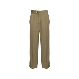 Costumein Geplooide broek met gespsluiting - Heren - Broeken - Groen - Maat: L Zijde