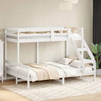 vidaXL vidaXL Letto a Castello 90x200/140x200cm Bianco Legno Massello di Pino