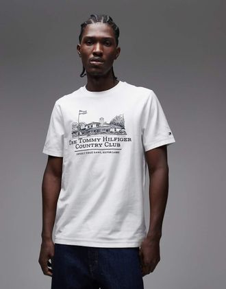 Tommy Hilfiger Country Cub - T-shirt bianca con grafica-Bianco