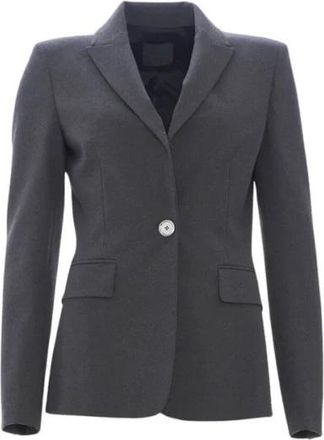 Pinko Grijze Stretch Cr&ecirc;pe Blazerjas - Dames - Blazers - Grijs - XL - Leer - Jassen