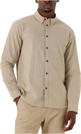 Anerkjendt Overhemden, Heren, Beige, S, Katoen, Casual Katoen/Linnen Overhemd