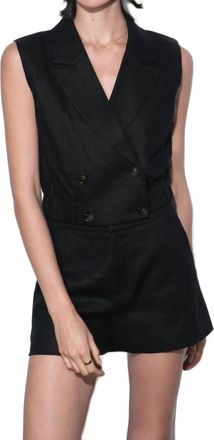 Greylin Haisley Linen Lapel With Elastic Hem Vest In Black