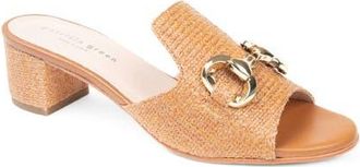 Patricia Green Harlow Horsebit Block Heel Slide Sandal in Cognac Raffia at Nordstrom, Size 10