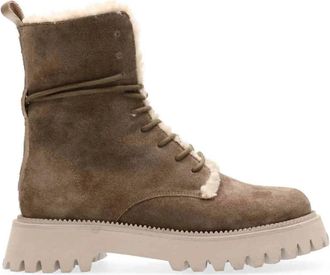 Maruti Suede Teddy Taupe Pluche - Dames - Veterlaarzen - Bruin - 39 EU - Schoenen