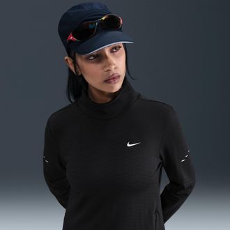 Nike Womens Swift Therma-FIT Turtle-Neck Running Top in Black | HV2969-010