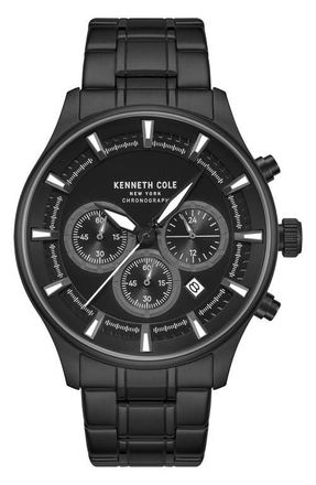 Kenneth Cole The Thompson Black Chronograph Bracelet Watch, 43.5mm at Nordstrom