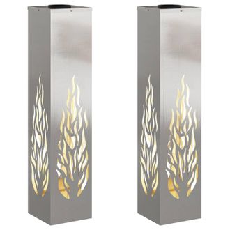 vidaXL Luz De Camino Led Solar 2 Pcs Plateado Acero Inoxidable Vidaxl