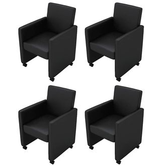 vidaXL Vidaxl - Sillas De Comedor 4 Unidades Cuero Sint&eacute;tico Negro