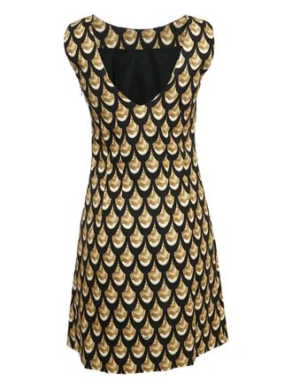 Versace Abito midi con motivo geometrico - Nero