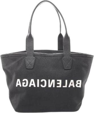 Balenciaga Pre-owned Cities Paris Canvas Leather Tote Bag - Dames - Vintage Shopper - Zwart - ONE Size - Leer - Vintage