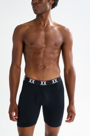 Saxx Mens 6 black/monogram boxer briefs MULTI-SPORT MESH 2-pack