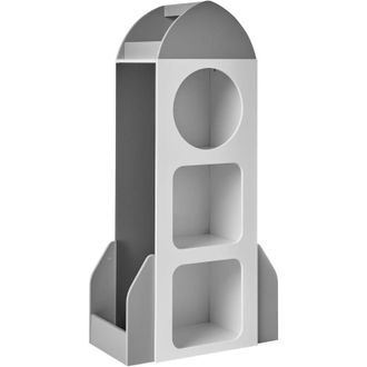 Beliani Children Bookshelf White MDF 3-Tier Shelf for Kids Room with Blackboard Playroom Spaceship Shape Scandinavian Style COSMOS