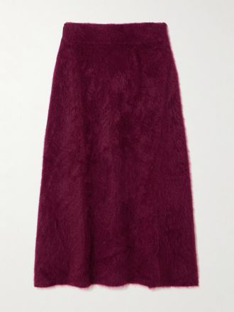 Lisa Yang Gonna Midi In Cashmere Spazzolato Asta - Bordeaux