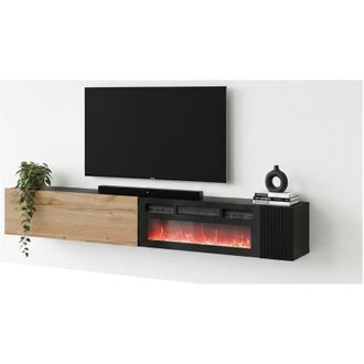 Dmora Mobile Porta tv Sindia, Modulabile, un Ripiano, 2 Ante, 200x29.8x30.5h cm Nero Antracite
