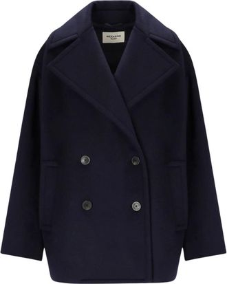 Max Mara Alpe Double-Breasted Pea Coat - Dames - Mantels - Blauw - Maat: 2XS Wol