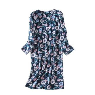 Generic Long Cotton Nightdresses For Women Uk - Long Sleeve Nightdresses For Women Uk - Light Blue Dress Nightgown Cotton Sleepwear Plus Size Nightwear Size 1