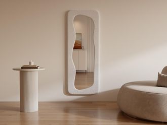 Vente-Unique Specchio organico L. 60 x H. 160 cm in Tessuto bouclette Avorio - HAIMEI