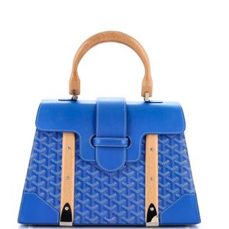 Goyard Saigon Top Handle Bag Coated Canvas with Leather MM