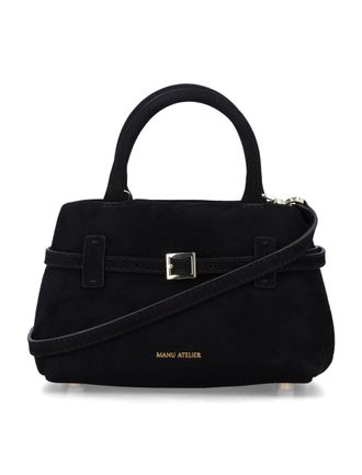 Manu Atelier Compact Suede Leather Handbag With Adjustable Strap