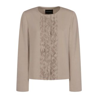 Emporio Armani Light Jackets, female, Beige, Size: XL Ruffled Jacket