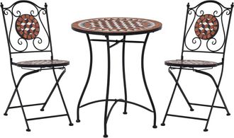 vidaXL Mesa Y Sillas De Bistr&oacute; 3 Piezas Con Mosaico Cer&aacute;mica Terracota Vidaxl