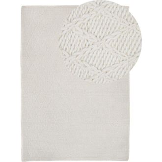 Beliani Beliani - Tappeto Fatto a Mano MIsto Lana 140 x 200 cm Bianco Sporco Erzin