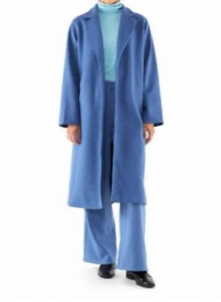 Compa&ntilde;&iacute;afant&aacute;stica Midi Coat With Lapel Collar In Blue