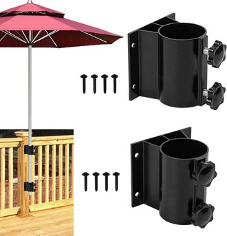 OEM Juego De 2 Soportes Para Sombrillas De Patio, Soportes De Fijaci&oacute;n Para Bases De Sombrillas De Exterior, Para Barandillas De Patio, Balcones O Patios 