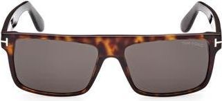 Tom Ford 58mm Rectangle Sunglasses in Dark Havana /Smoke at Nordstrom Rack