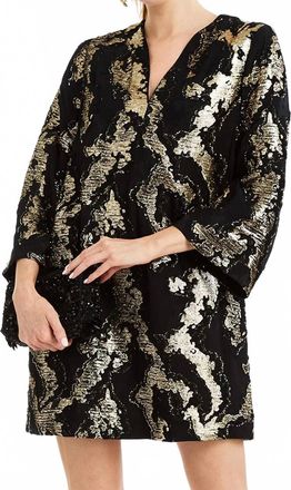 Mestiza New York Ines Caftan Mini Dress In Black Gold