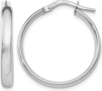 Diamond2Deal 10K White Gold Round Shape Hoop Earrings