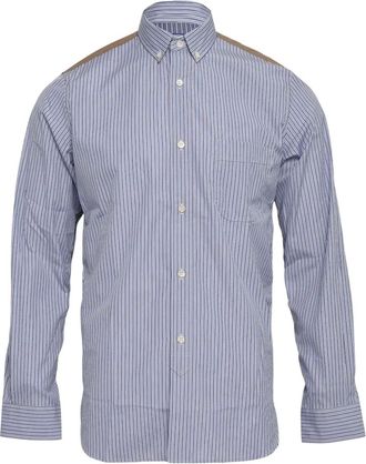 Junya Watanabe striped-pattern shirt - men - Cotton/Nylon - M - Blue