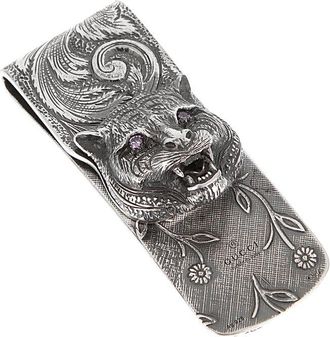 Gucci Silver Feline Purple Zircon Money Clip