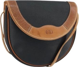 Dior Pre-owned Cross Body Bags, female, Black, Size: ONE SIZE Pre-owned Vintage Canvas Shoulder Bag