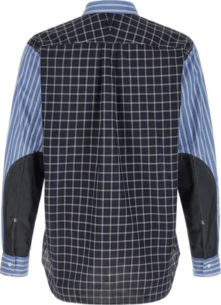 Junya Watanabe Patchwork Cotton Poplin Shirt - Blue