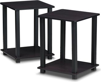 Furinno 12127DWN Simplistic End Table, Set of Two, Dark Walnut