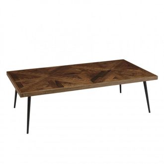 Macabane Mesa de centro rectangular de madera reciclada y metal de 135x70 cm