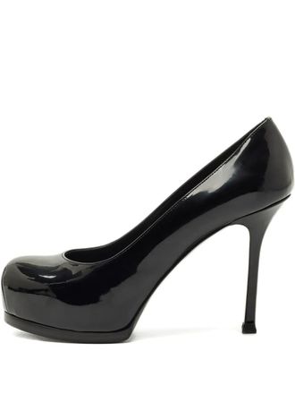 Saint Laurent Tribtoo patent-leather pumps - women - Patent Calf Leather/Calf Leather/Calf Leather - 36.5 - Black