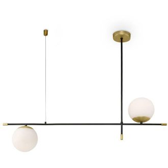 Maytoni Lampadario Contemporanea Nostalgia Metallo Oro Opaco 2 Luci Diffusori Bianchi