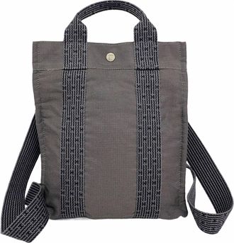 Herm&egrave;s Gray Canvas Backpack (Pre-Owned)