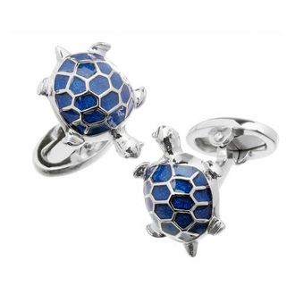 Jan Leslie Turtle Hand-painted Enamel Sterling Cufflinks in Blue at Nordstrom