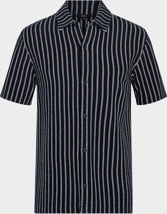 Vince Mens Boucle Striped Sport Shirt