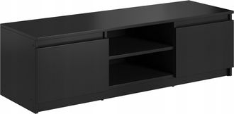 OEM Mueble De Tv Sencillo De 120 Cm, Para Tv, 2 Armarios Y Estantes, Negro Mate